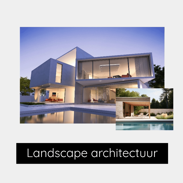 Animation: villa with pool in the landscape